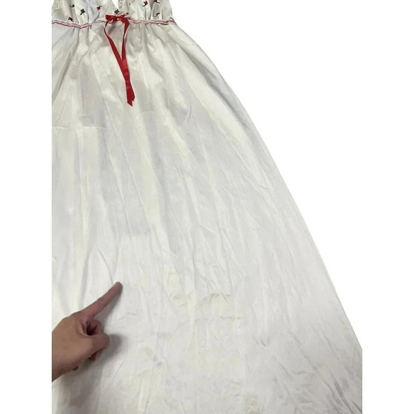 Vtg Long Nightgown Nylon Lingerie Feminine Sissy Lolita Flower Embroidered Small - Picture 15 of 16